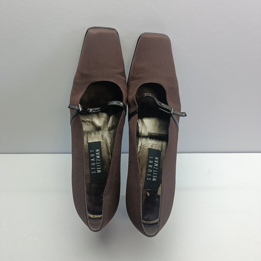 Stuart Weitzman‎ Women's Size 10M Brown Mary Jane Heels Straps Square Toe